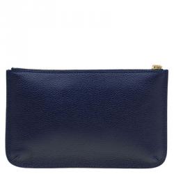 Alexander McQueen Dark Blue Leather Zip Pouch
