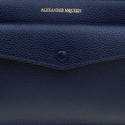 Alexander McQueen Dark Blue Leather Zip Pouch