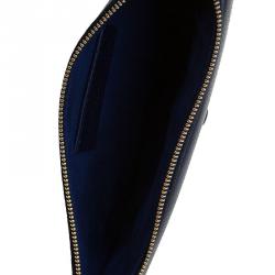 Alexander McQueen Dark Blue Leather Zip Pouch