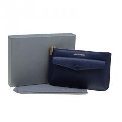 Alexander McQueen Dark Blue Leather Zip Pouch
