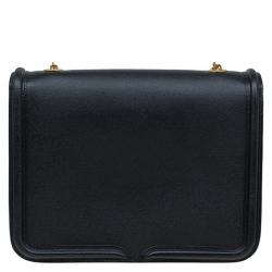 Pre Owned Alexander McQueen Black Leather Heroine Chain Shoulder Bag