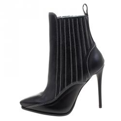 Pre Owned McQ by Alexander McQueen Black Leather Lex Chelsea Ankle Boots Size 36