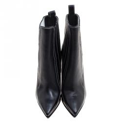 Pre Owned McQ by Alexander McQueen Black Leather Lex Chelsea Ankle Boots Size 36