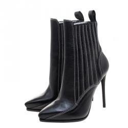 Pre Owned McQ by Alexander McQueen Black Leather Lex Chelsea Ankle Boots Size 36