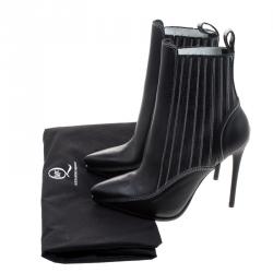 Pre Owned McQ by Alexander McQueen Black Leather Lex Chelsea Ankle Boots Size 36