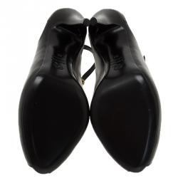 Pre Owned Alexander McQueen Black Leather Cutout Ankle Strap Booties Size 39