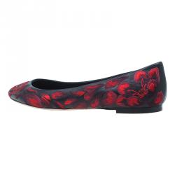 Pre Owned Alexander McQueen Red Tulip Embroidered Ballet Flats Size 41