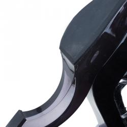 Pre Owned Alexander McQueen Black Glossed Python and Metallic Leather Gladiator Sandals Size 37