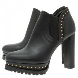 Pre Owned بوت كاحل أليكساندر مكوين شيلسي بنعل سميك مرصع جلد أسود مق اس 39