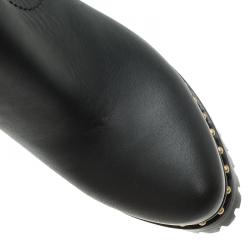 Pre Owned بوت كاحل أليكساندر مكوين شيلسي بنعل سميك مرصع جلد أسود مقاس 39