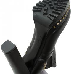 Pre Owned بوت كاحل أليكساندر مكوين شيلسي بنعل سميك مرصع جلد أسود مقاس 39