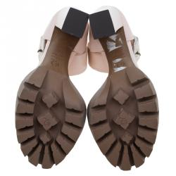 Pre Owned Alexander McQueen Blush Pink Leather Platform Ankle Strap Sandals Size 38