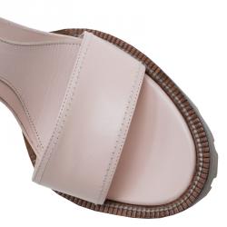 Pre Owned Alexander McQueen Blush Pink Leather Platform Ankle Strap Sandals Size 38