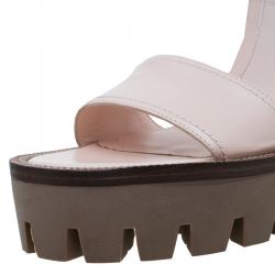 Pre Owned Alexander McQueen Blush Pink Leather Platform Ankle Strap Sandals Size 38