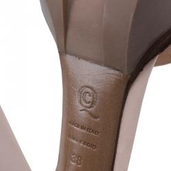 Pre Owned Alexander McQueen Blush Pink Leather Platform Ankle Strap Sandals Size 38