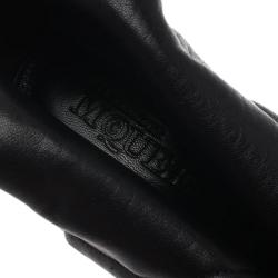 Pre Owned Alexander McQueen Black Leather Faithful Skull Peep Toe Ankle Boots Size 38.5