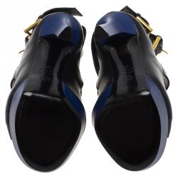 Pre Owned Alexander McQueen Black Plexi Plaque Strappy Sandals Size 39