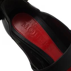 Pre Owned Alexander McQueen Black Plexi Plaque Strappy Sandals Size 39