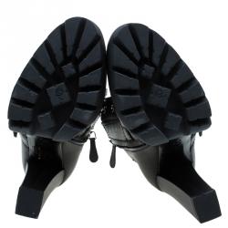 Pre Owned Alexander McQueen Black Leather Buckled Combat Boots Size 40