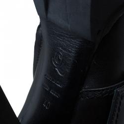 Pre Owned Alexander McQueen Black Leather Buckled Combat Boots Size 40