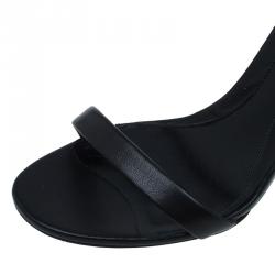 Pre Owned Alexander McQueen Black and Gold Leather Studded Wedge Sandals Size 37