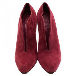 Pre Owned Alexander McQueen Burgundy Suede Ankle Boots Size 41