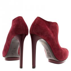 Pre Owned Alexander McQueen Burgundy Suede Ankle Boots Size 41