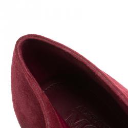 Pre Owned Alexander McQueen Burgundy Suede Ankle Boots Size 41