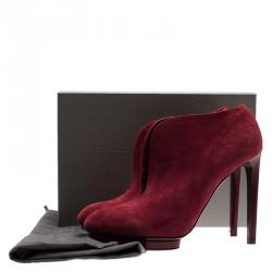 Pre Owned Alexander McQueen Burgundy Suede Ankle Boots Size 41