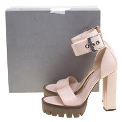 Pre Owned Alexander McQueen Blush Pink Leather Ankle Strap Platform Sandals Size 39