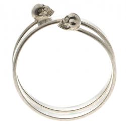 Pre Owned Alexander McQueen Skull Silver Tone Bracelet 20cm