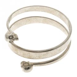 Pre Owned Alexander McQueen Skull Silver Tone Bracelet 20cm