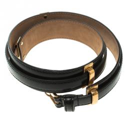 مملوكة مسبقًا Alexander McQueen Black Leather Padded Belt 80 CM