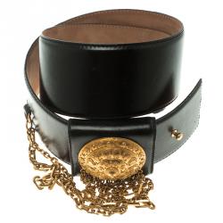 مملوكة مسبقًا حزام أليكساندر ماكوين بخصر ميداليون جلد أسود 80 سم