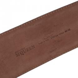 مملوكة مسبقًا حزام أليكساندر ماكوين بخصر ميداليون جلد أسود 80 سم