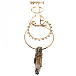 Pre Owned Alexander McQueen Hoop Detailed Gold Plated Single Ear Cuff