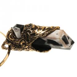 Pre Owned Alexander McQueen Hoop Detailed Gold Plated Single Ear Cuff