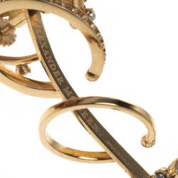 Pre Owned Alexander McQueen Hoop Detailed Gold Plated Single Ear Cuff