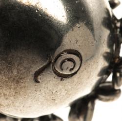 Pre Owned Alexander McQueen Crystal Flower Skull & Butterfly Silver Tone Chunky Ring Size 51