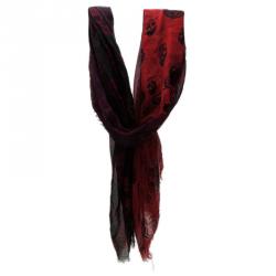 مملوكة مسبقًا وشاح اليكساندر ماكوين جمجمة خليط كاشمير وحرير أسود وأحمر 