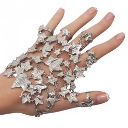 Pre Owned Alexander McQueen Set Of Two Ivy Leaf Silver Tone Charm Bracelets