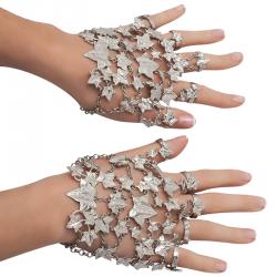 Pre Owned Alexander McQueen Set Of Two Ivy Leaf Silver Tone Charm Bracelets