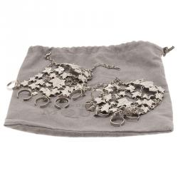 Pre Owned Alexander McQueen Set Of Two Ivy Leaf Silver Tone Charm Bracelets