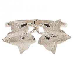 Pre Owned Alexander McQueen Ivy Leaf Silver Tone Bangle Bracelet