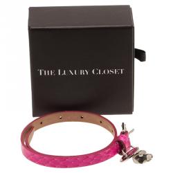 Pre Owned Alexander McQueen Nova Pink Leather Double Wrap Bracelet