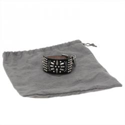 Pre Owned Alexander McQueen Skull Black Leather Stud Bracelet