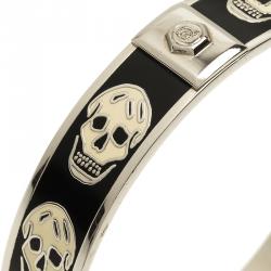 Pre Owned سوار أليكساندر مكوين نقوش جمجمة راتنج أسود وابيض صغير