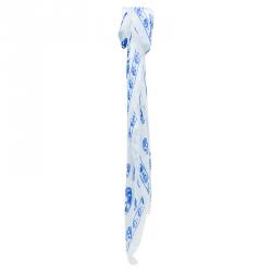 Pre Owned وشاح كوفية أليكساندر مكوين طباعة جمجمة مودال وكشمير أزرق وأبيض