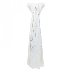 Pre Owned Alexander McQueen White Silk and Wool Blend Embroidered Shawl 