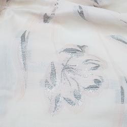 Pre Owned Alexander McQueen White Silk and Wool Blend Embroidered Shawl 